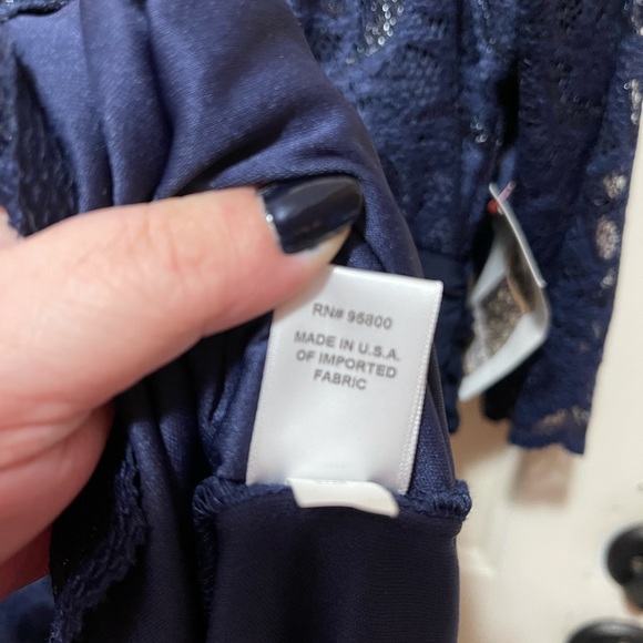 Chinese Royal Blue Floral Two Side Slits Dress - Picture 8 of 9